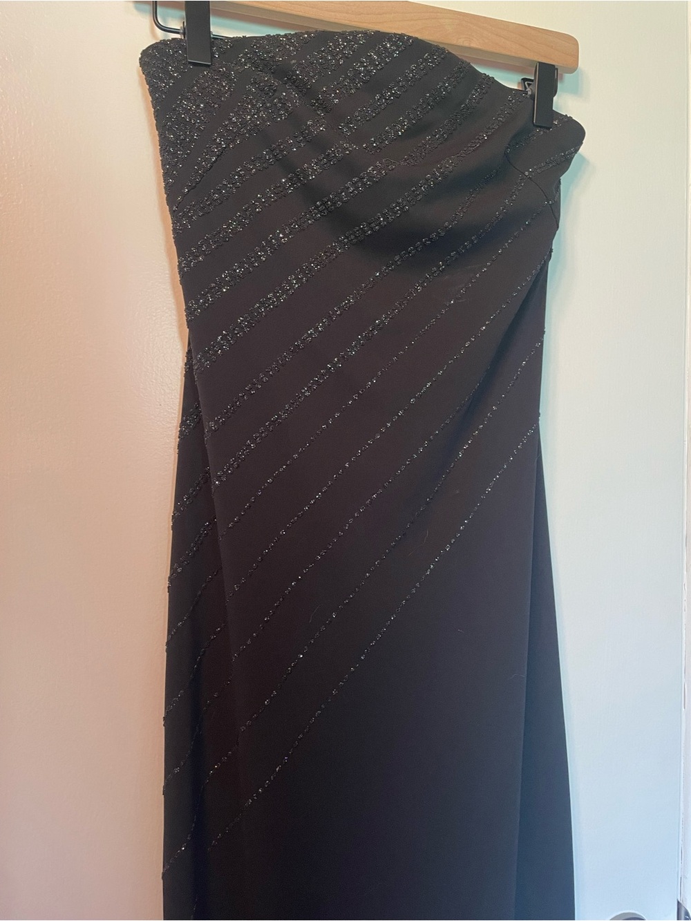 90s Black Strapless Beaded Dress
